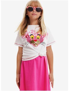 Λευκό T-Shirt Κορίτσια Desigual Ροζ Πάνθηρας - Κορίτσια