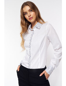 Γυναικείο πουκάμισο Nife White Flowers