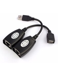 POWERTECH USB extender CAB-N098 μέσω καλωδίου RJ45, μαύρο