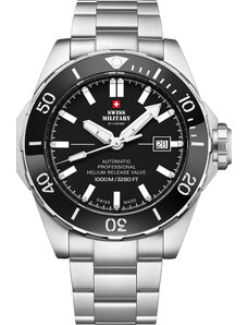 SWISS MILITARY by CHRONO Dive Automatic Mens - SMA34092.01 Silver case with Stainless Steel Bracelet