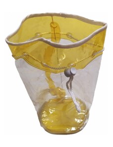 Palatino Πλαστικό Ψηλό Διάφανο Τσαντάκι Με Λουράκι Μεταφοράς & Κορδόνι για κλείσιμο Διάμετρος: 12,5cm Ύψος: 27,5cm, Χρώμα WHITE/YELLOW, Μέγεθος One Size