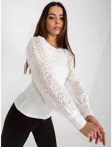 Fashionhunters Λευκή ριπ επίσημη μπλούζα με διακοσμητικά μανίκια από την OCH BELLA