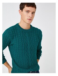Koton Basic πλεκτό πουλόβερ με πλεγμένο λαιμόκοψη πληρώματος.