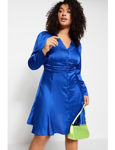 Trendyol Curve Plus Size Φόρεμα - Μπλε - A-line