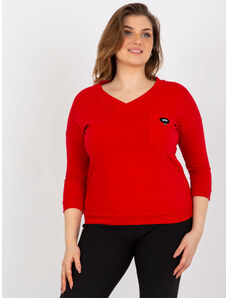 Fashionhunters Κόκκινη μπλούζα plus size με λαιμόκοψη V