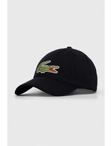 Βαμβακερό καπέλο του μπέιζμπολ Lacoste χρώμα μαύρο RK9871