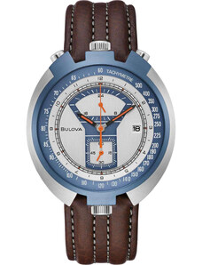 BULOVA Parking Meter Chronograph Limited Edition - 98B390 Silver case with Brown Leather Strap