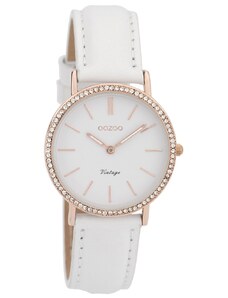 OOZOO Vintage C9320 Crystals White Leather Strap