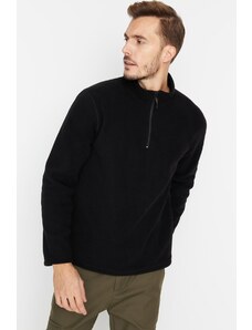Trendyol Black Regular/Regular Fit High Neck Zipper Fleece Warm Thick Sweatshirt