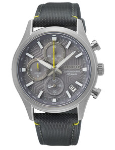 SEIKO Conceptual Series Chronograph - SSB423P1, Silver case with Grey Leather & Fabric Strap