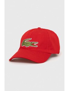 Βαμβακερό καπέλο του μπέιζμπολ Lacoste χρώμα κόκκινο RK9871