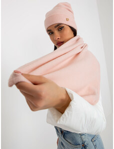 Fashionhunters Ανοιχτό ροζ χειμωνιάτικο σετ με κασκόλ και καπέλο