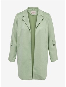 Ανοιχτό πράσινο ελαφρύ παλτό για γυναίκες σε σουέτ φινίρισμα ONLY CARMAKOMA - Ladies