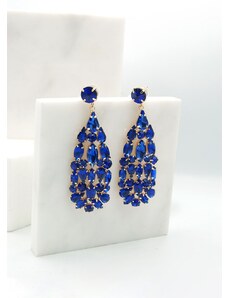 Joya Κρεμαστά σκουλαρίκια σε χρυσή βάση με στρας και κρυστάλλους Μπλε / 126023-electric-blue
