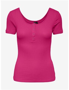 Σκούρο ροζ γυναικείο T-Shirt Pieces Kitte - Γυναικεία