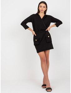 Fashionhunters Μαύρο clutch φούτερ φόρεμα με τσέπες από την OCH BELLA