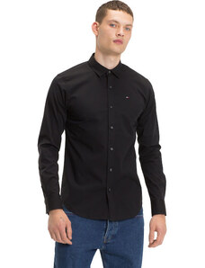 TOMMY HILFIGER Tommy Jeans ανδρικό πουκάμισο μαύρο cotton slim fit dm0dm04405-078