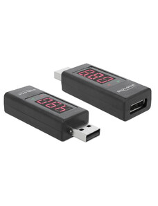 DELOCK αντάπτορας USB 65569 με οθόνη ένδειξης V/A, έως 5V/4A, μαύρος
