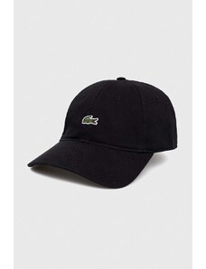 Βαμβακερό καπέλο του μπέιζμπολ Lacoste χρώμα μαύρο
