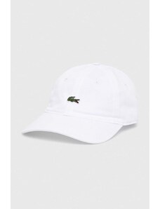 Βαμβακερό καπέλο του μπέιζμπολ Lacoste χρώμα άσπρο