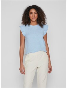 Γαλάζιο γυναικείο T-shirt με ραβδώσεις VILA Ril - Γυναικεία