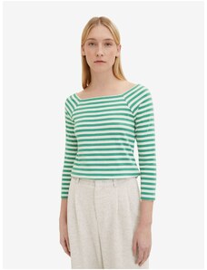 Ανοιχτό Πράσινο Γυναικείο Ριγέ Μακρυμάνικο T-Shirt Tom Tailor - Γυναικεία