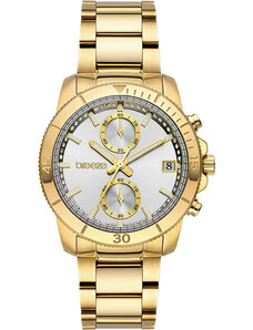 BREEZE Sparkly Crystals Chronograph - 212391.2, Gold case with Stainless Steel Bracelet