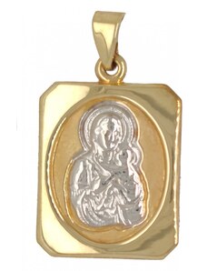 Mertzios.gr Μενταγιόν χρυσό 14 καράτια με Παναγία και Κωνσταντινάτο (διπλής όψης)
