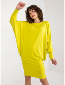 Fashionhunters Lime Κυρίες Νυχτερίδα Φόρεμα Βισκόζη