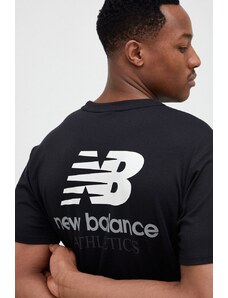 Βαμβακερό μπλουζάκι New Balance χρώμα μαύρο MT31504BK
