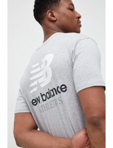Βαμβακερό μπλουζάκι New Balance χρώμα γκρι MT31504AG