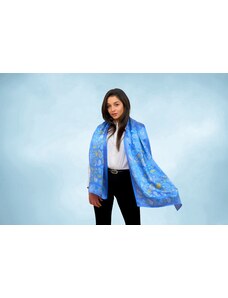 Ancient Greek Scarves Long pure silk scarf in blue tones