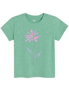 COOL CLUB Μπλούζα κοντομάνικη πράσινη με στάμπα λουλούδι