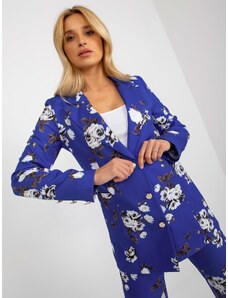 Fashionhunters Κοβάλτιο κομψό σακάκι με τριαντάφυλλα από κοστούμι