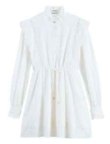 MAISON SCOTCH Φορεμα Mini Shirt Dress With Lace Detail In Organic Cotton 170951 SC5695 vanilla white
