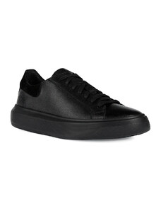 Geox U Deiven A Black Leather Ανδρικά Ανατομικά Δερμάτινα Sneakers Μαύρα (U455WD 00047 C9999)
