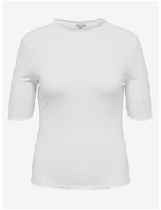Λευκό Γυναικείο Ribbed T-Shirt ONLY CARMAKOMA Ally - Γυναικεία