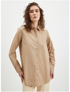 Beige Ladies Oversize Shirt Pieces Jiva - Γυναικεία