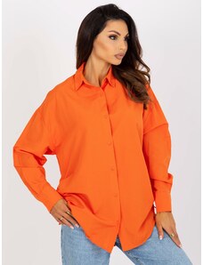 Fashionhunters Πορτοκαλί oversize πουκάμισο με κουμπιά και μανσέτες