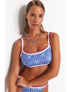 Trendyol Bikini Top - Μπλε - Γεωμετρικό μοτίβο