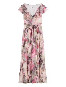 TED BAKER Φορεμα Karenie Frilled Sleeveless V Neck Maxi Dress 268256 coral