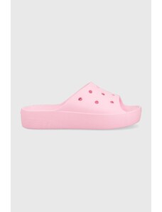 Παντόφλες Crocs Classic Platform Slide χρώμα: ροζ, 208180