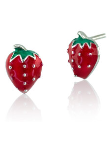Bijou Box Σκουλαρίκια καρφωτά φράουλα από ασήμι 925 BERRY