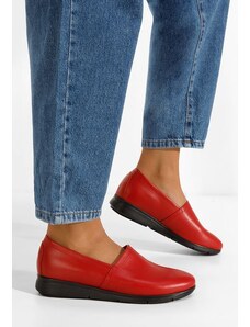 Zapatos Δερμάτινα μοκασινια γυναικεια Guilena κοκκινο