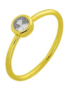 AMOR AMOR Δαχτυλίδι Από Ασήμι 925 Επιχρυσωμένο Μονόπετρο Με Ζιργκόν PS30820