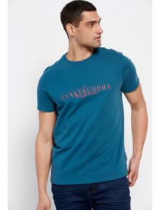 Ανδρικό T-shirt με Στάμπα Funky Buddha FBM007-023-04 DEEP GREEN