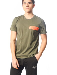 Ανδρικό T- Shirt με Τύπωμα στο Στήθος Τσέπη Paco & Co 2331005 XAKI