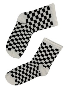 V-STORE Κάλτσες με σκακιέρα σε χρώμα άσπρο 0031-05