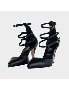 C&C Fashionstreet Χειροποίητo δερμάτινo Πέδιλο 2023 " La Gorce" Black heel 8,5cm