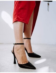 INSHOES Γυναικείες μυτερές open heel γόβες Μαύρο
